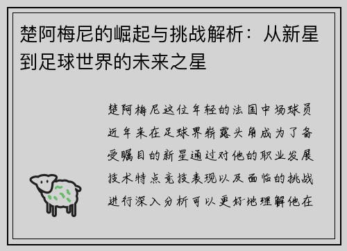 楚阿梅尼的崛起与挑战解析：从新星到足球世界的未来之星